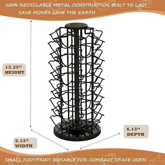 BLACKSMITH FAMILY Coffee Pods Holder Organizer, 360 Degrees Revolving Pod - Image 3