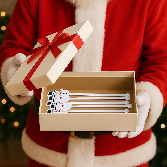 SiliFine 30 Pcs Winter Drink Stirrers Xmas Stir Stick Holiday Coffee Swizzle - Image 6