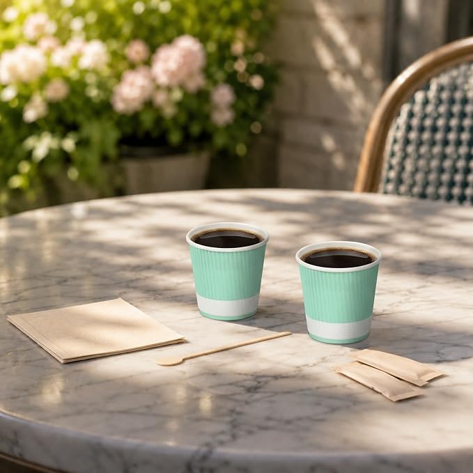 Restaurantware-4 Ounce Paper Coffee Cups, 25 Ripple Wall Disposable Paper Cups - Image 4