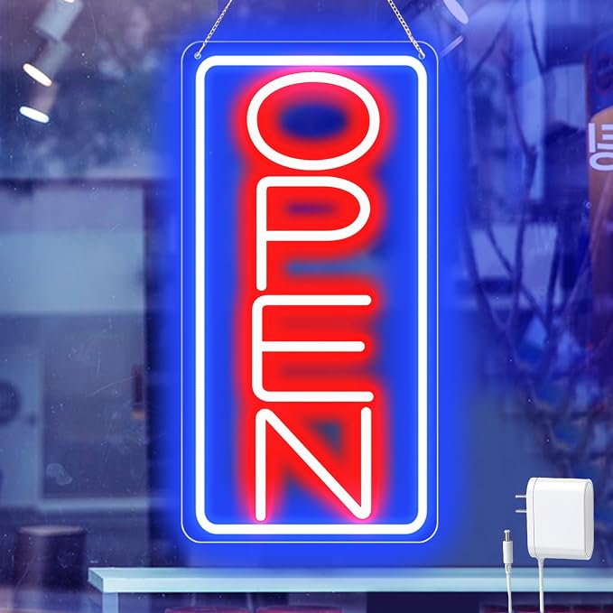 16.5" X 9" Led Neon Open Signs for Business 12V/2A Ultra Bright Led Neon Open by KENFARI