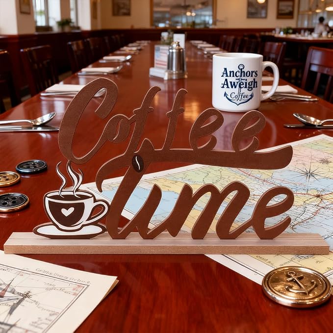 MEETYAMOR Coffee Bars Decor, Wood Metal Coffee Time Sign Decorations - Image 6