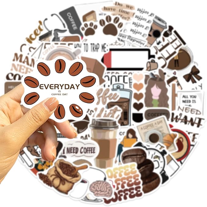 50pcs Aesthetic Coffee Theme Stickers - Image 3