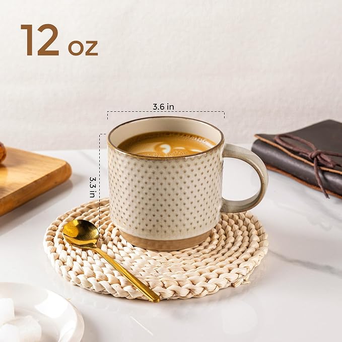 GBhome 12OZ Stackable Coffee Mugs Set of 6, Ceramic Coffee Mugs - Image 2