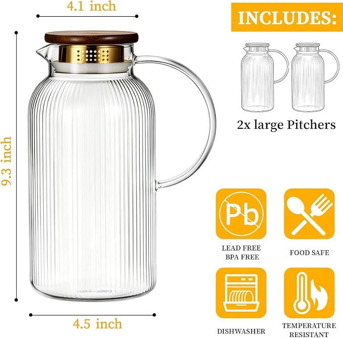 Buaic 2 PACK Glass Pitcher - Image 2