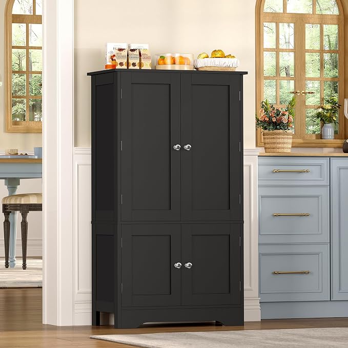 TEENFON Storage Cabinet with 4 Doors, Kitchen Cabinet with 6 Door Shelves - Image 2