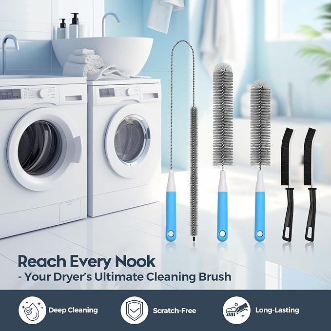 Dryer Vent Cleaner Kit 5 Pcs, Refrigerator Coil Cleaning Brush, Sewer Set Brush - Image 7