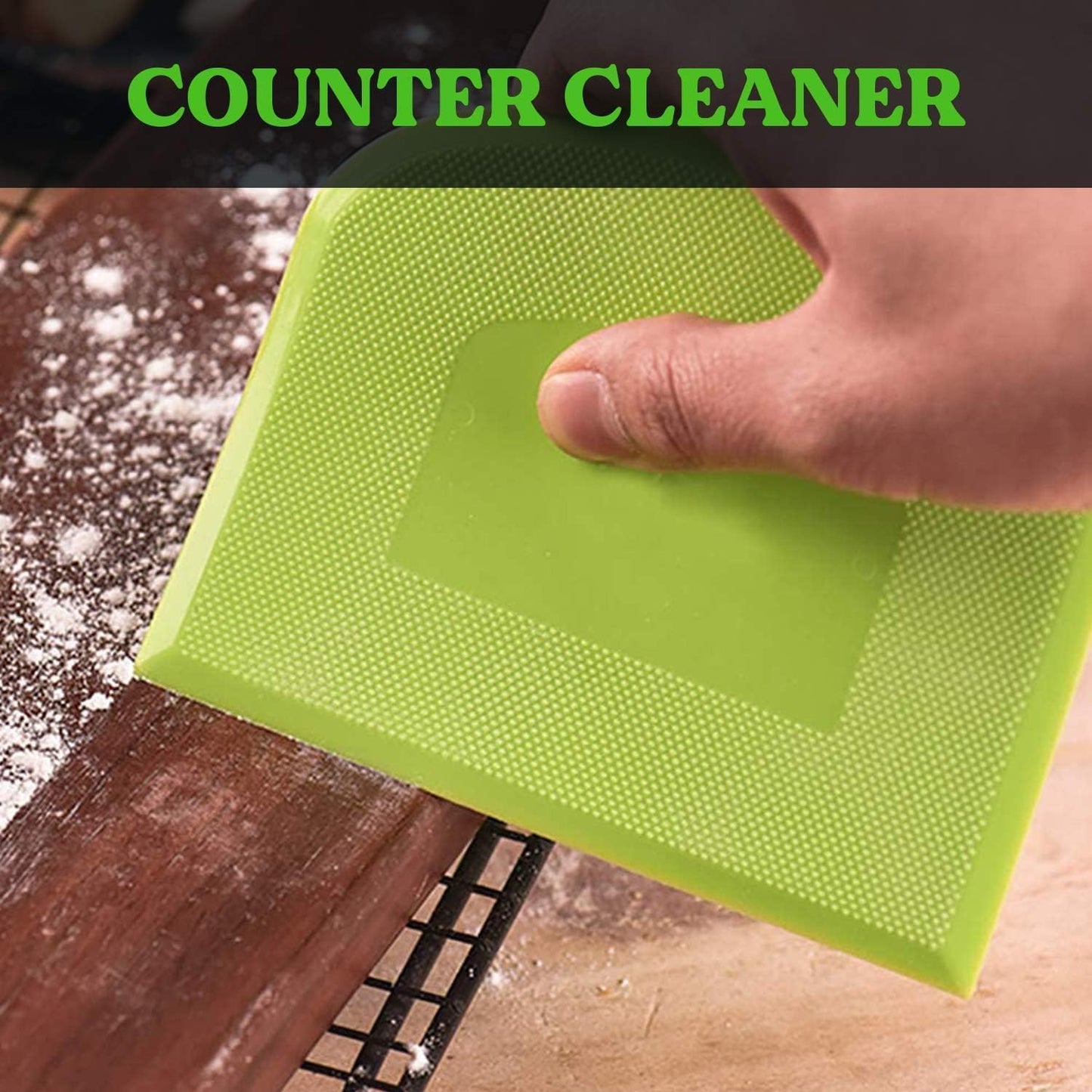 SURDOCA Dough Scraper - 3P 7.1x4.9" Plastic Flexible Bowl Scraper, Sharp Edge & Angles Cake Scraper. Non-Slip Bakeware Decorating Tools Sculpting & Modeling Tools - Blue+Yellow+Blue