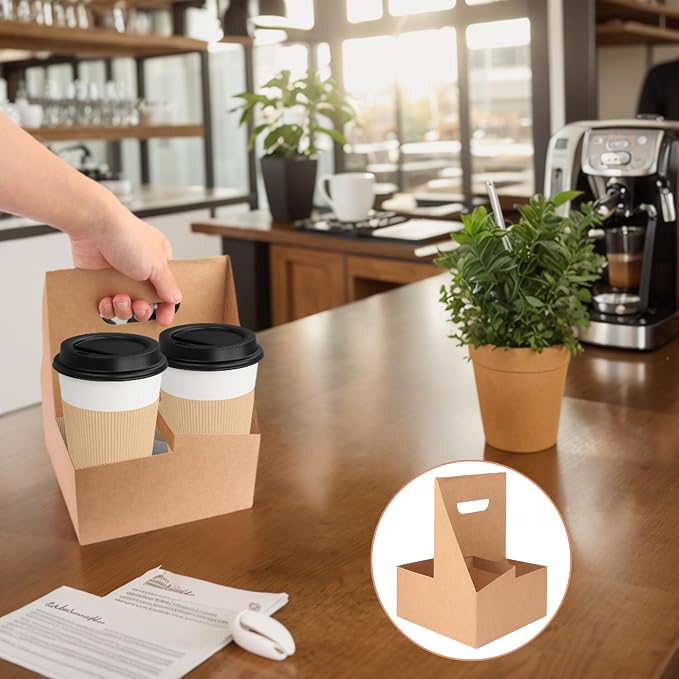 50 Pack 4 Cup Drink Carrier, to Go Coffee Cup Holder - Image 7