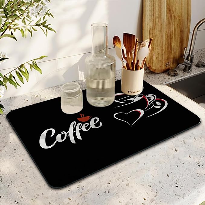 Coffee Bar Mat Rubber Dish Drying Mat - Image 2
