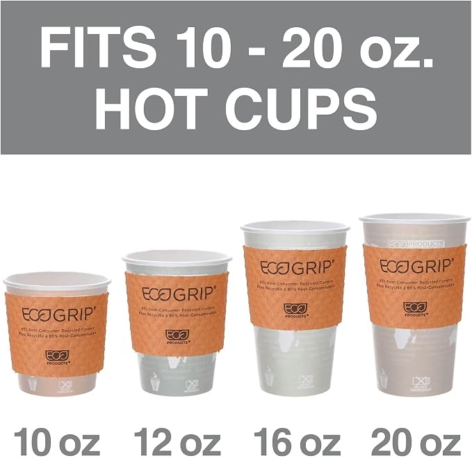 ECO PRODUCTS Recycled Coffee Cup Sleeves, Case Of 1300, Fits 10-20oz Hot Cups - Image 6