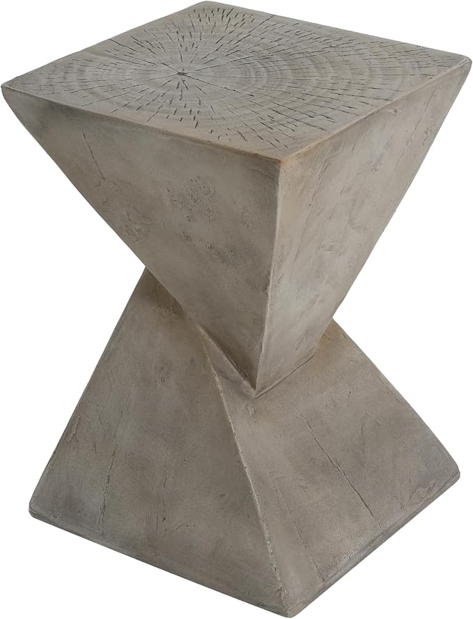 Modern Side Table, 18 inch Tall Sculptural Hourglass End Table in Light Gray - Image 7