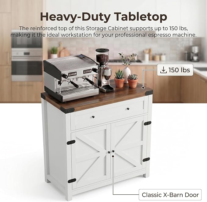 YESHOMY Kitchen Storage Cabinet, Coffee Bar Cabinet, Farmhouse Sideboard Buffet - Image 3