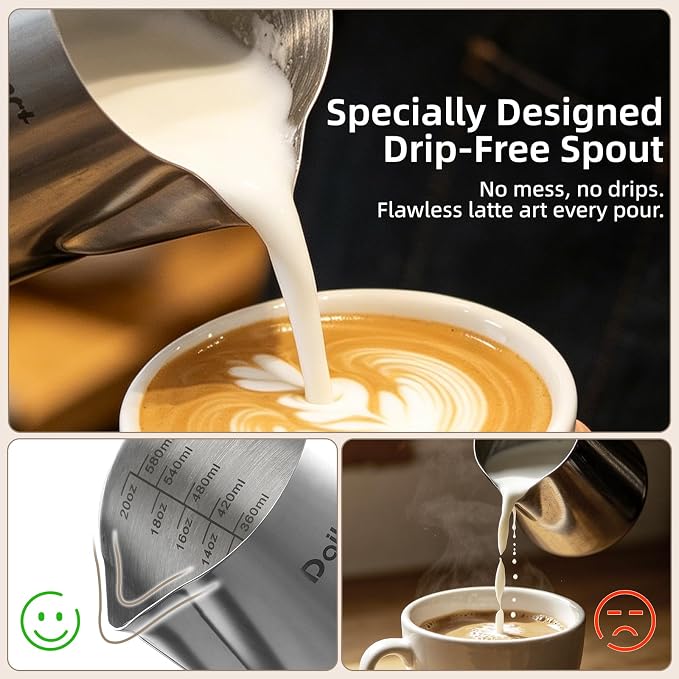 Milk Pitcher, Dailyart Stainless Steel Milk Frothing Pitcher - Image 6