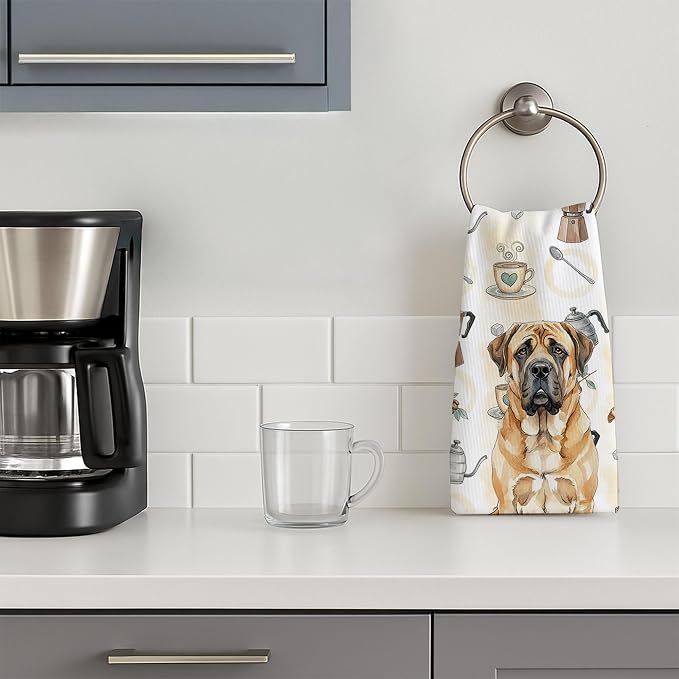 Caroline's Treasures Apricot English Mastiff Coffee Bar Kitchen Towel Velour - Image 3