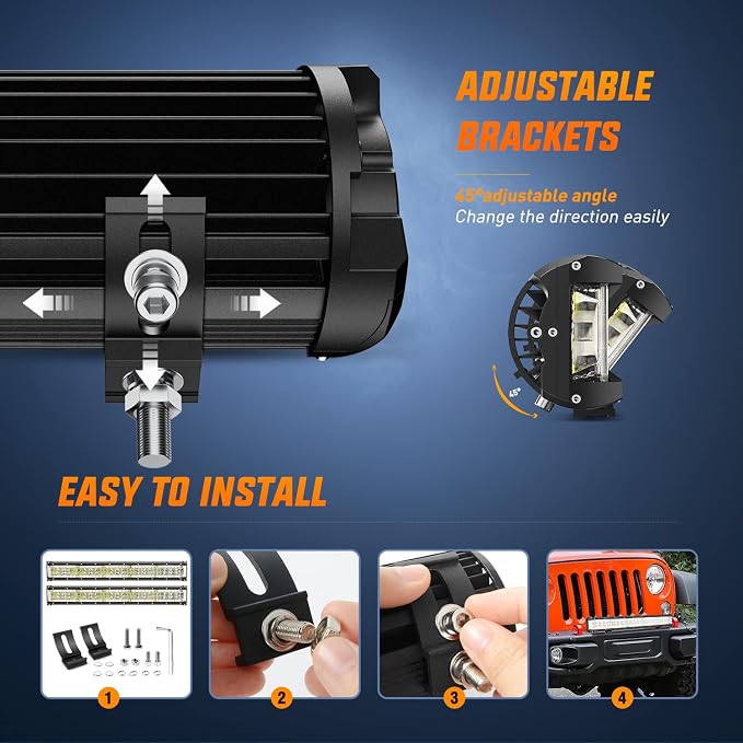 Nilight 22 Inch Side Shooter LED Light Bar Quadruple Row Spot Flood Combo - Image 7