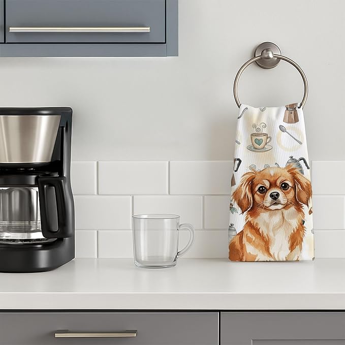Caroline's Treasures Red Tibetan Spaniel Coffee Bar Kitchen Towel Velour Plush - Image 3