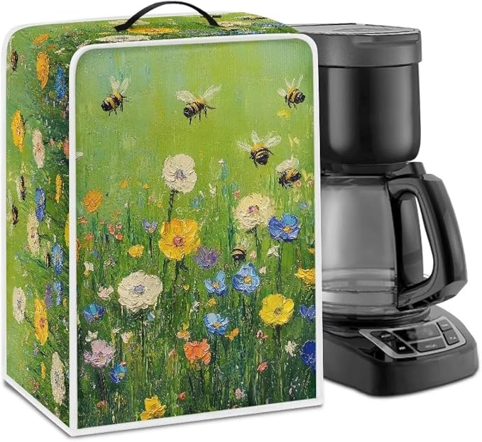 Flower Bee Design Coffee Machine Covers by Kathyboom