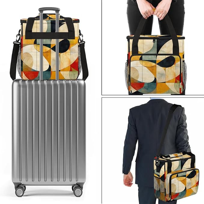 Abstract Coffee Maker Carring Bag, Large Insulated Storage Organizer Case Tote - Image 7