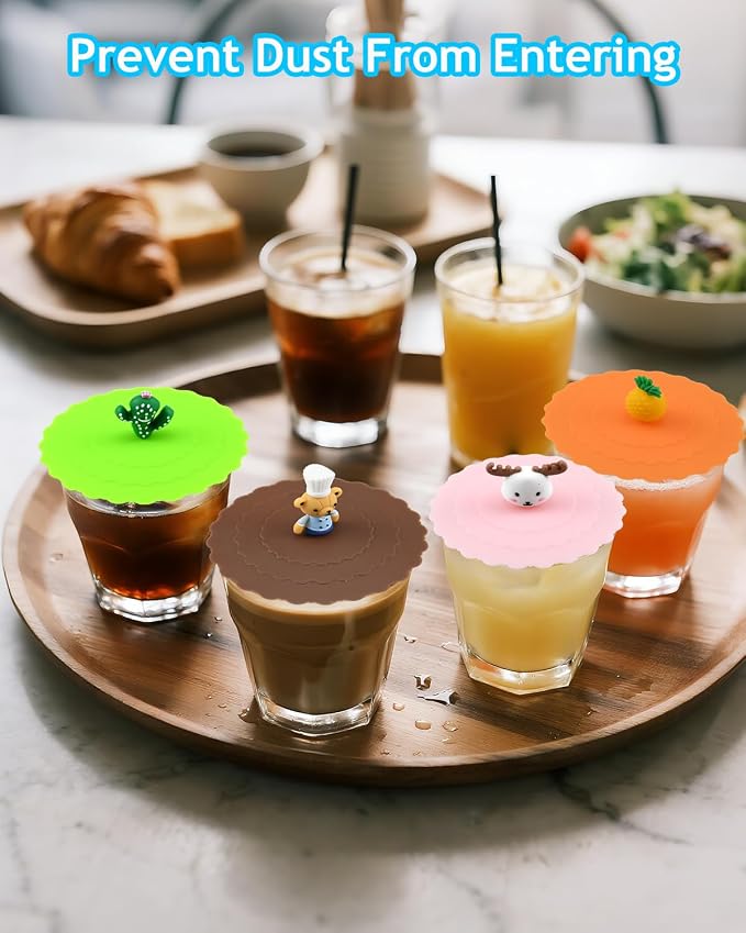 8PCS Silicone Cup Lids Mug Cover, Colorful Food Grade Anti-dust Airtight Seal - Image 7