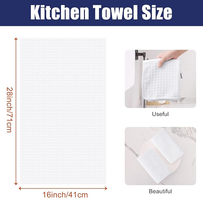 Homaxy Microfiber Waffle Weave Kitchen Towels, 16 x 28 Inch Ultra Absorbent and - Image 2