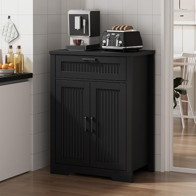 Buffet Cabinet with Storage Drawer, Farmhouse Coffee Bar Table with Storage - Image 8