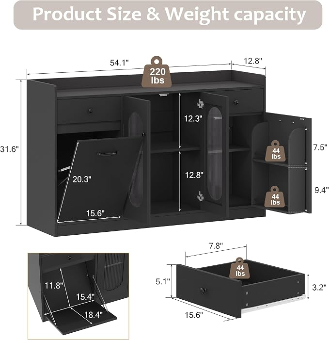 Rongguang 54" Modern Kitchen Coffee Bar Cabinet - Image 2