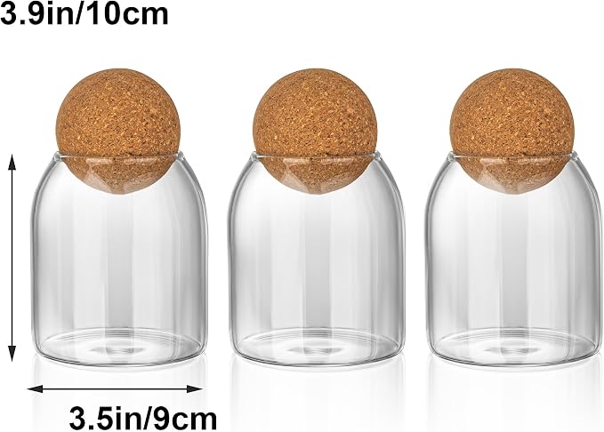 3 Pcs Glass Storage Jars, 480ML/16Oz | Airtight Cork Ball Lids, Glass Containers - Image 5