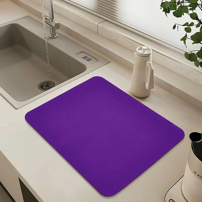 Purple Dish Drying Mat for Kitchen Counter No-slip Rubber Bottom Coffee Mat - Image 6