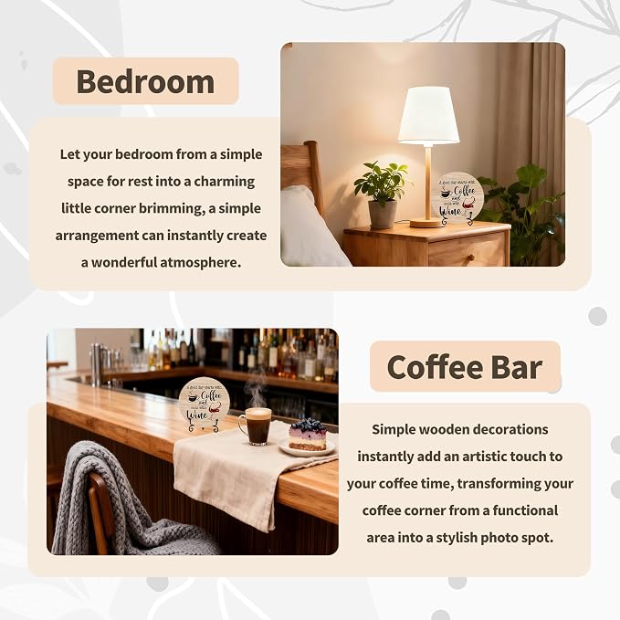 Coffee And Wine Desk Decor Sign, Rustic Funny Wooden Box Plaque, A Good Day - Image 4
