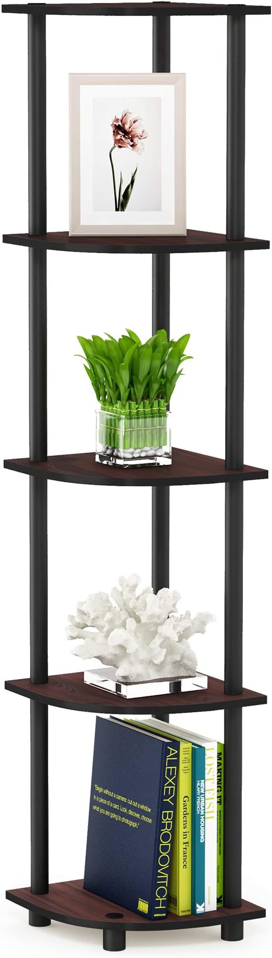 Furinno TURN-N-TUBE Corner Shelf, 5-Tier Corner Bookshelf, Open Storage Shelves by Furinno-FitsYourSpaceFitsYourBudget