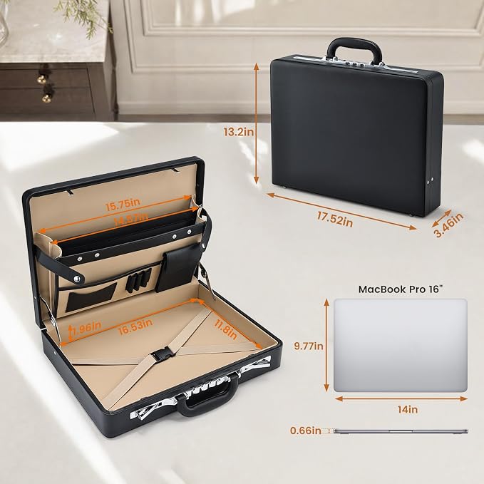 Briefcases for Men Carrying Case Document Attache Case for 16 Inch Laptop - Image 5