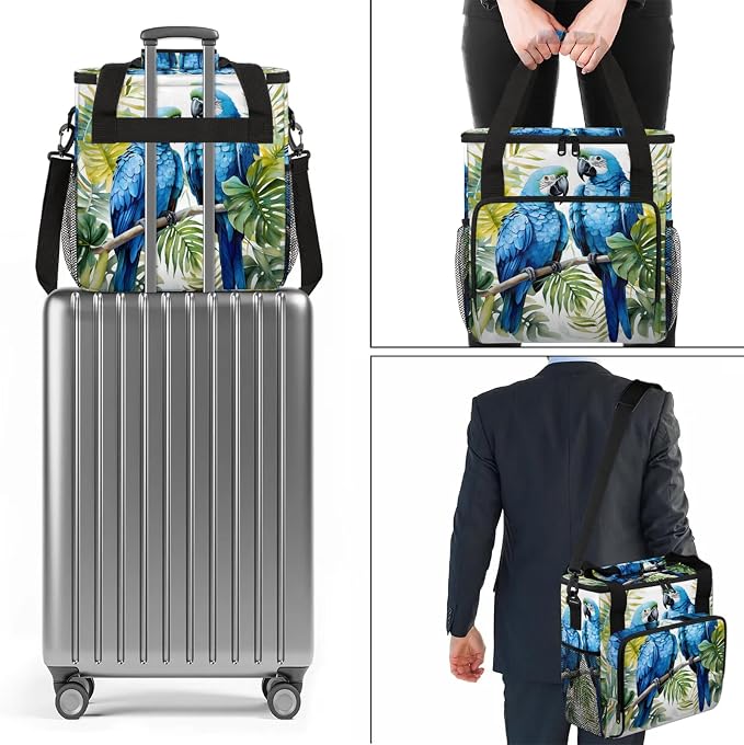 Tropical Parrot Coffee Maker Carring Bag, Large Insulated Storage Organizer - Image 7