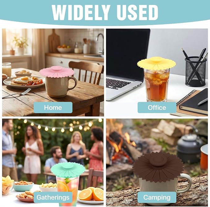 12 Pcs Silicone Cup Cover Lids, 4.3 In Drink Covers - Image 7