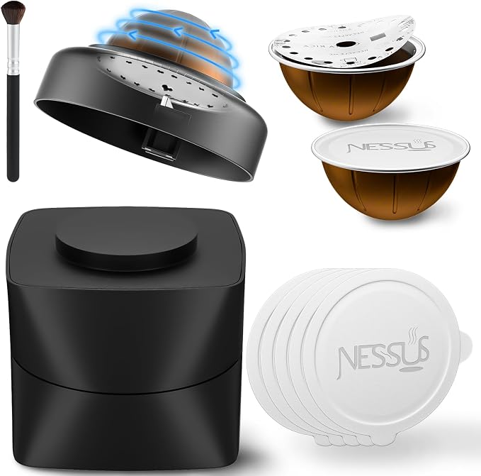 NESSUS Refill Kit for Reusable Nespresso Vertuo Pods, Lid Easy Remover for by Nessus