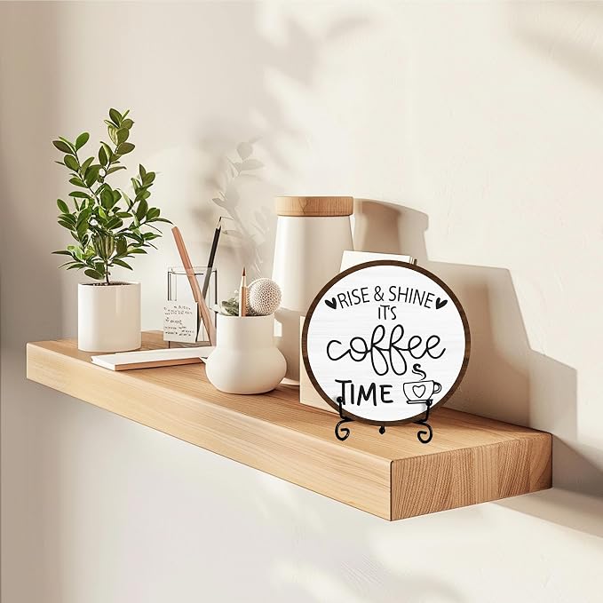 Coffee Desk Decor Sign, Farmhouse Wood Plaque, It Is Coffee Time Wood Sign - Image 6