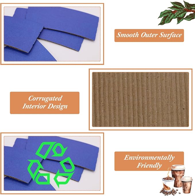 Disposable Coffee Cup Sleeves Corrugated Kraft Paper Coffee Cup Sleeves Holder - Image 3