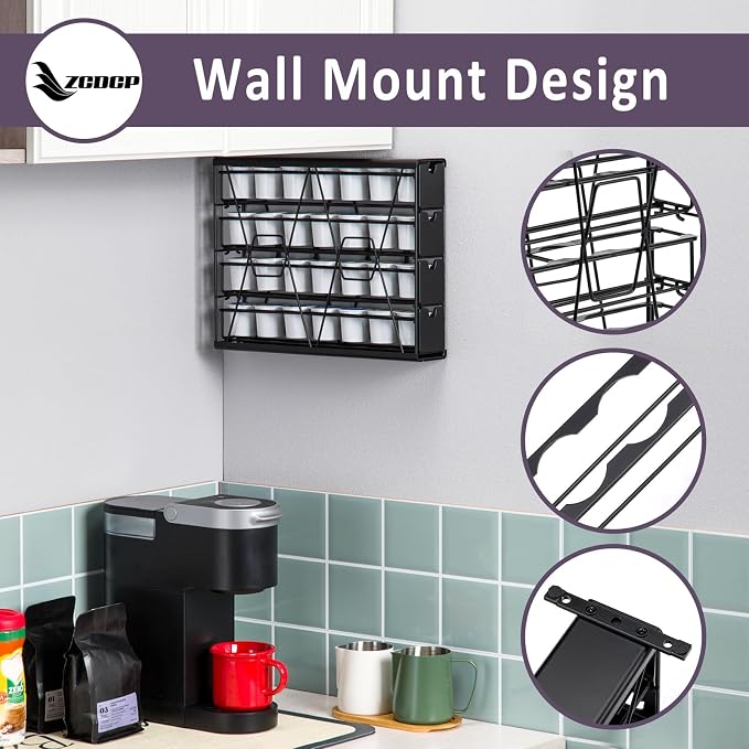 ZCDCP for K Cup Coffee Pod Holder, K Cup Holder Drawer Wall Mounted Coffee Pod - Image 5