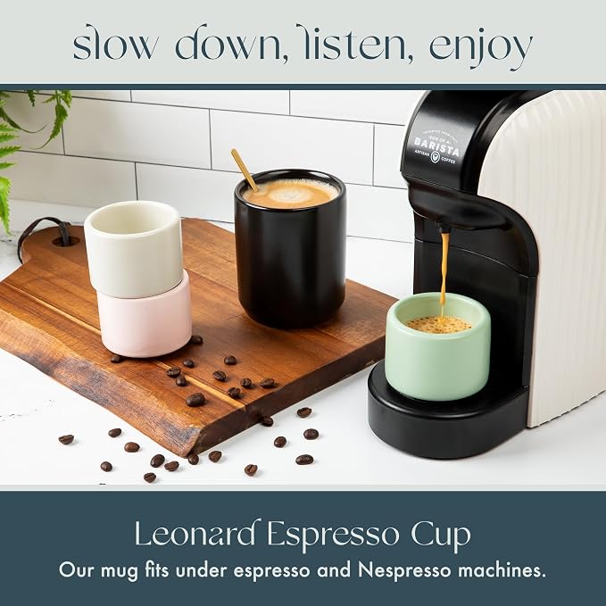 Folk Ceramics Leonard Ceramic Espresso Cups | Modern Stackable Demitasse Mugs - Image 7