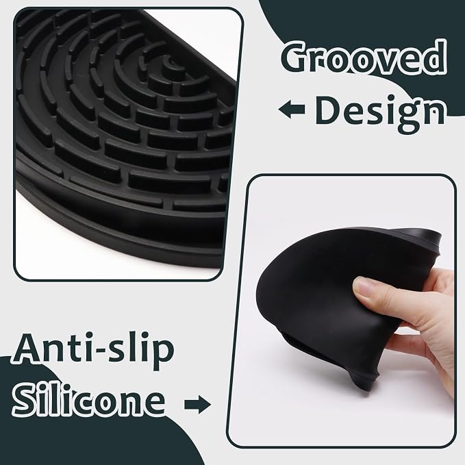2PCS Coffee Drip Tray for Drink Dispenser, Silicone Black Semi-Circular Ice and - Image 3