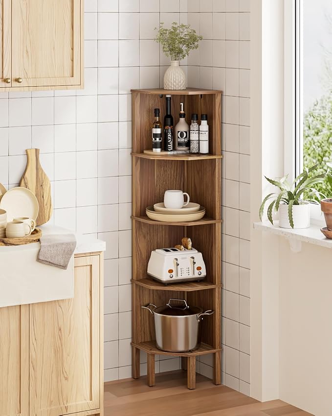 Corner Shelf, 5 Tier Corner Bookshelf, Display Corner Shelf Stand - Image 6