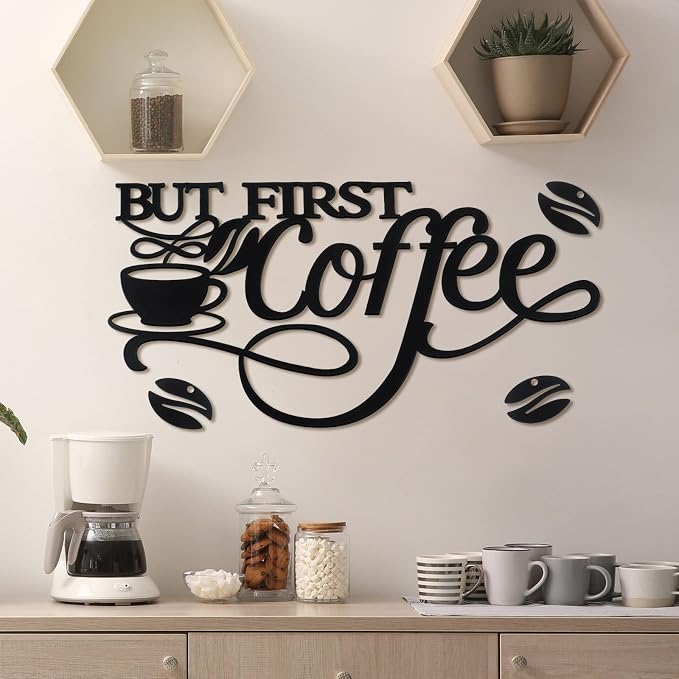 Ferraycle Coffee Bar Decor Metal Rustic Sign Hanging Wall Art by Ferraycle