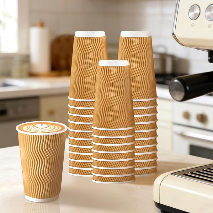 Clawsoff 500 Pack 16 oz Disposable Coffee Cups No Lids, Insulated Ripple Wall - Image 4
