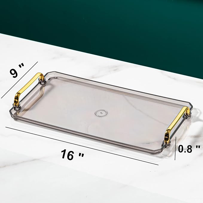 Acrylic Serving Tray with Handles Ottoman Countertop Decorative Tray Serving - Image 7