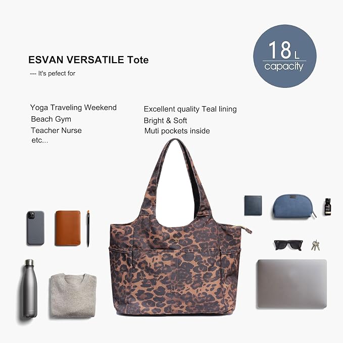 ESVAN Yoga Tote Bag Mat bag Women Shoulder Bags Carryall Tote - Image 6