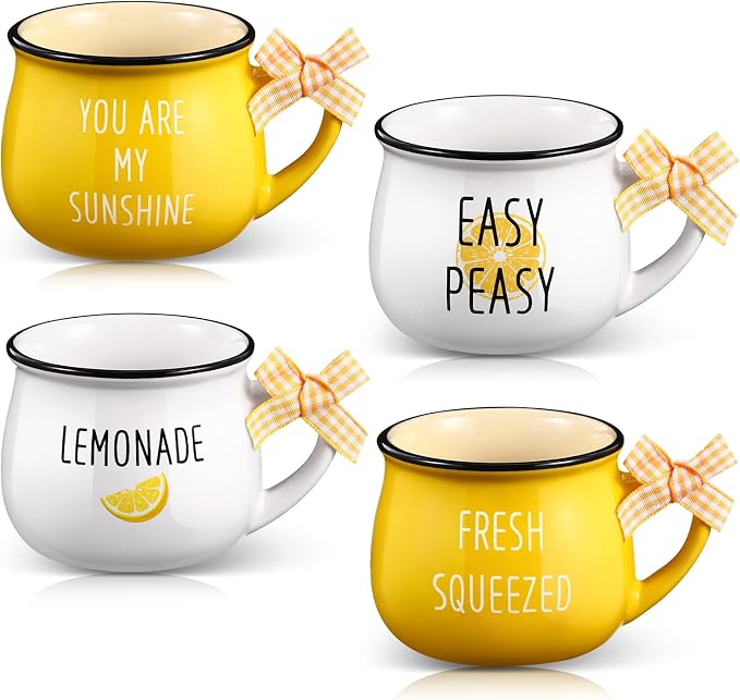 Patelai 4 Pcs Lemon Cups Mini Coffee Mug 5 oz Espresso Cups Set by Patelai