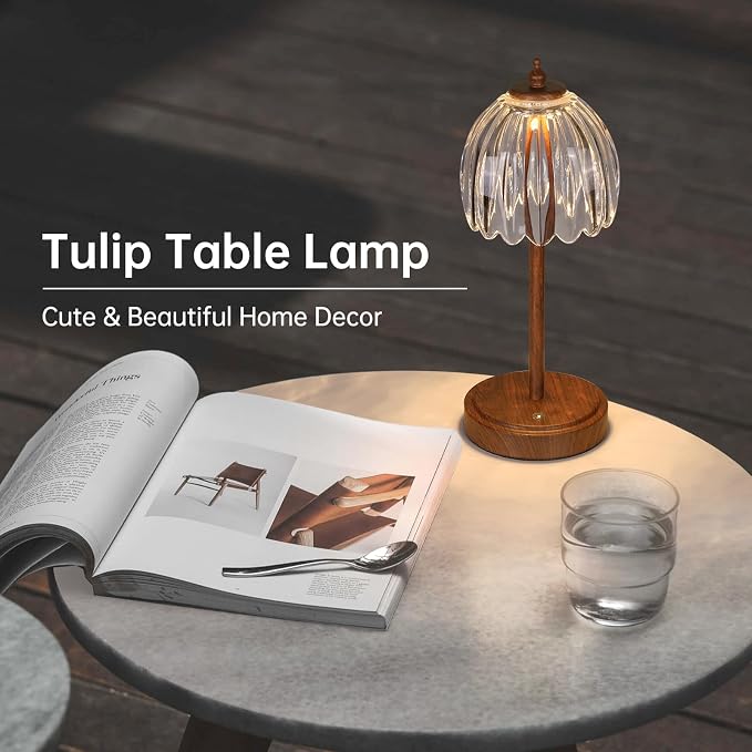 Shenmoyl Tulip Table Lamp with 5200mAh Battery & Touch Control, Small Cordless - Image 8
