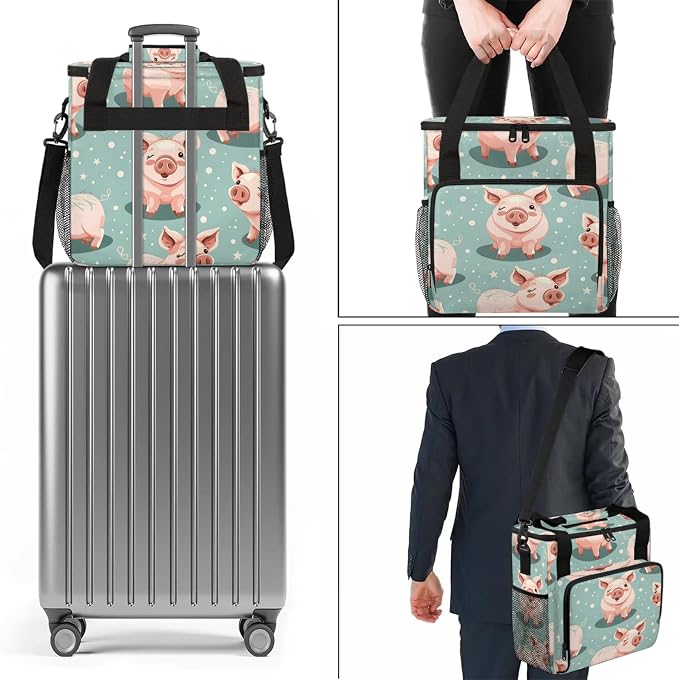 Pig Coffee Maker Carring Bag, Large Insulated Storage Organizer Case Tote Bags - Image 7
