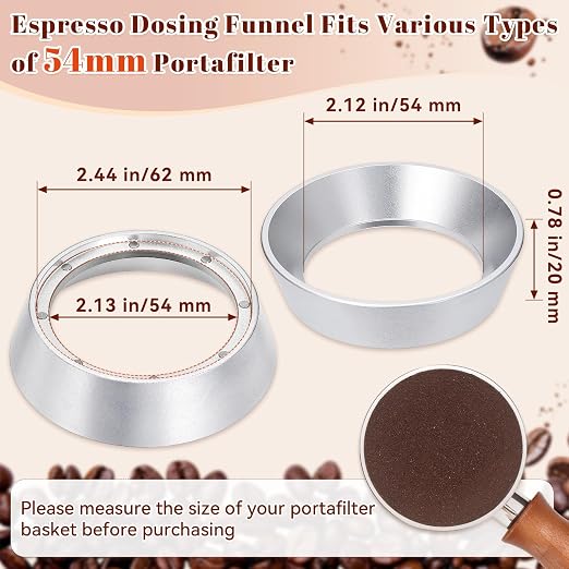 54 mm Espresso Dosing Funnel, Aluminum Espresso Portafilter Funnel - Image 2