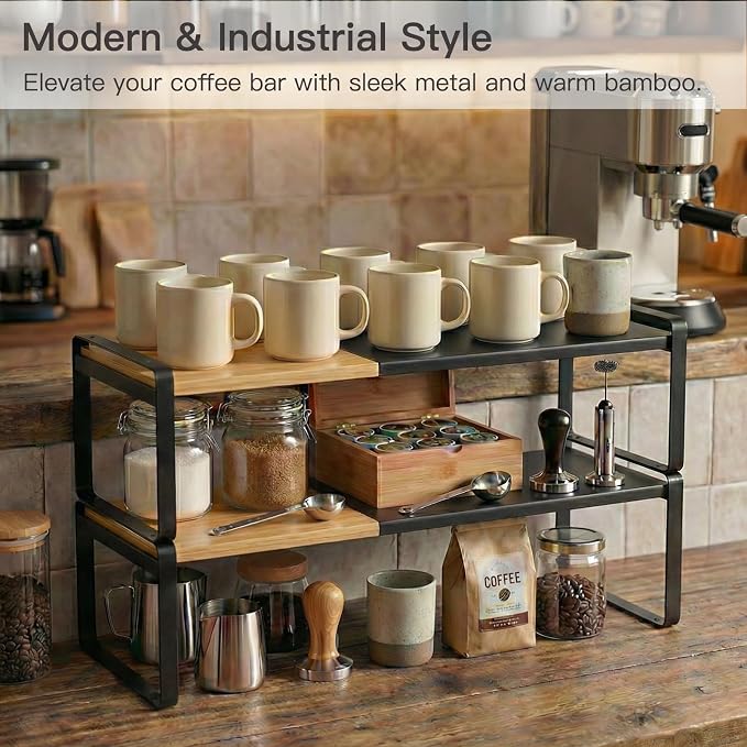 Expandable Cabinet Shelf Organizer & Spice Rack, Stackable Kitchen Counter Shelf - Image 6