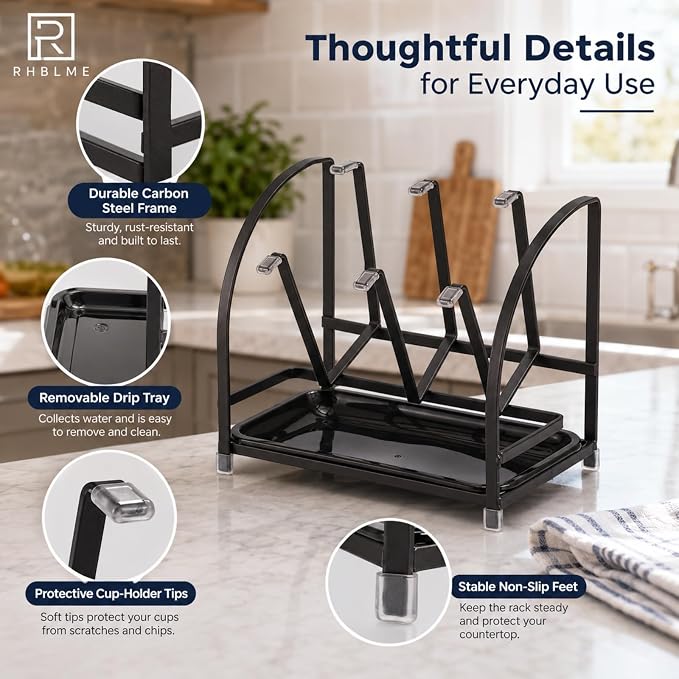 RHBLME 2 Packs Glass Drying Rack, Vertical Bottle Drying Rack Glass Bottle - Image 3